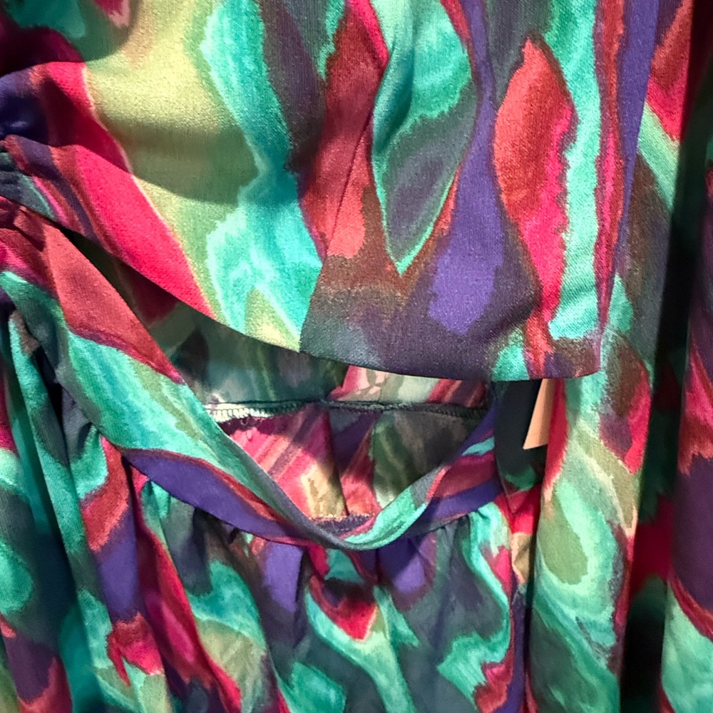 BOLD elements Vibrant Teal and Magenta Long Sleeve Dress - Picture 5 of 7